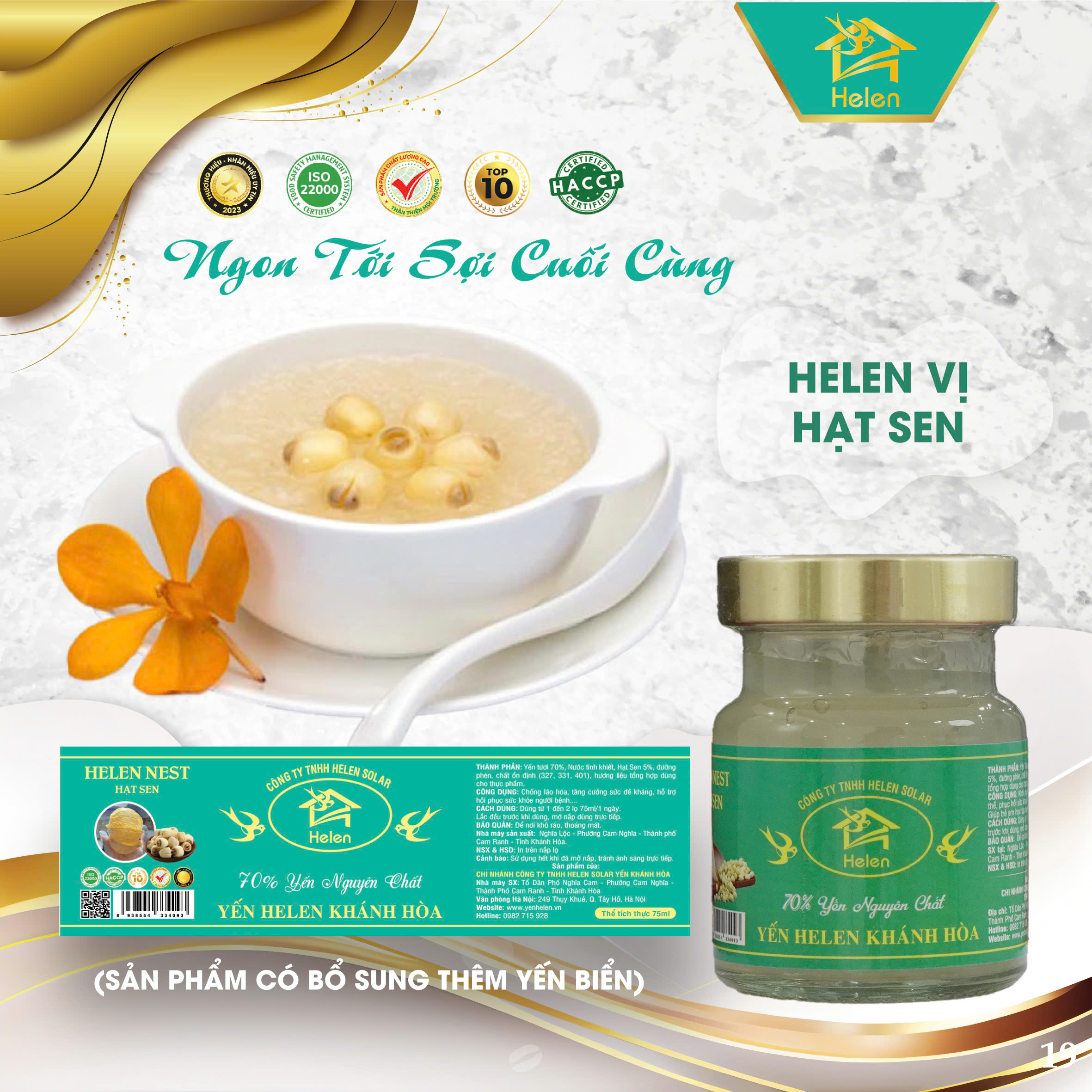 Yến Chưng Hạt Sen (70% Yến) – Set 10 Hũ 75ml Dinh Dưỡng Cao Cấp